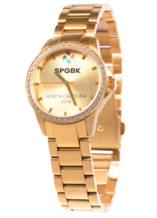 The Charlotte - Gold Petite Crystal Bracelet Watch, 32mm