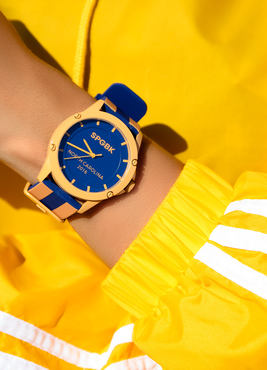 The Yard - SPGBK Unisex Blue and Yellow Silicone Band Watch ...